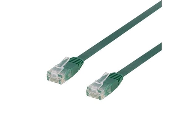 DELTACO - Koblingskabel - RJ-45 (hann) til RJ-45 (hann) - 50 cm - UTP - CAT 6 - flat - grønn