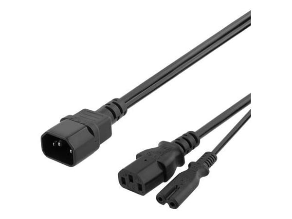 DELTACO DEL-109Y - Strøm-splitter - IEC 60320 C14 til power IEC 60320 C13, power IEC 60320 C7 - 20 cm - 20 cm