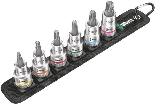 Wera Zyklop Belt C 3 TORX HF - Impact socket bit set - 6 deler - 1/2" - torx - TX25, TX30, TX40, TX45, TX50, TX55 - lengde: 60 mm