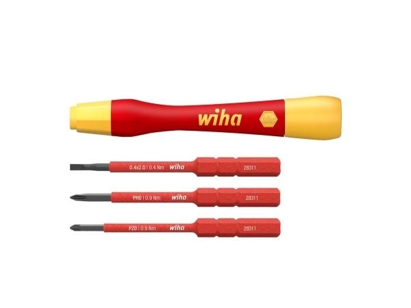 Wiha PicoFinish slimVario - Screwdriver handle with bit set - 4 deler - isolert