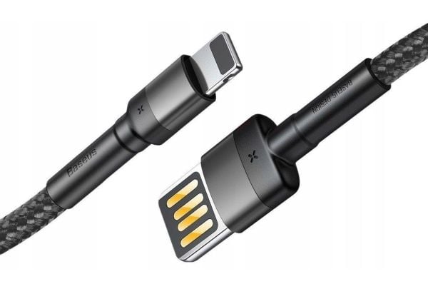 Baseus CALKLF-HG1, 2 m, USB A, Lightning, Hankjønn, Hankjønn, Grå, Svart