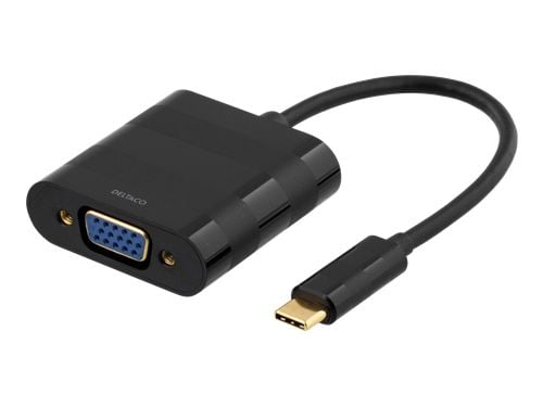 DELTACO USBC-1098 - Ekstern videoadapter - USB-C - VGA - svart