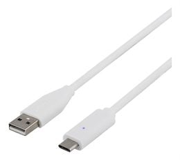 DELTACO - USB-kabel - USB-C (hann) til USB (hann) - USB 2.0 - 2 m - reversibel C-kontakt - hvit