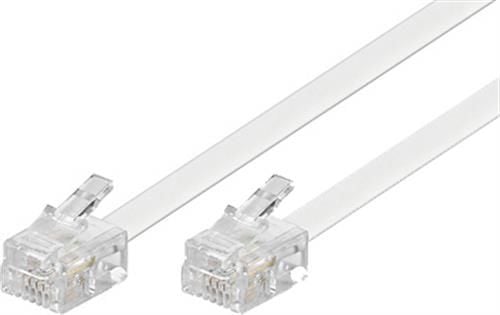 DELTACO DEL-160C - Telefonkabel - RJ-11 (hann) til RJ-11 (hann) - 2 m - hvit