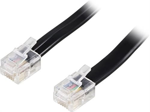 DELTACO - Telefonkabel - RJ-12 (hann) til RJ-12 (hann) - 5 m - svart