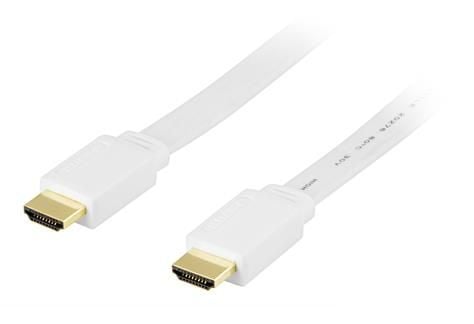 DELTACO HDMI-1005H - HDMI-kabel med Ethernet - HDMI hann til HDMI hann - 50 cm - hvit - flat