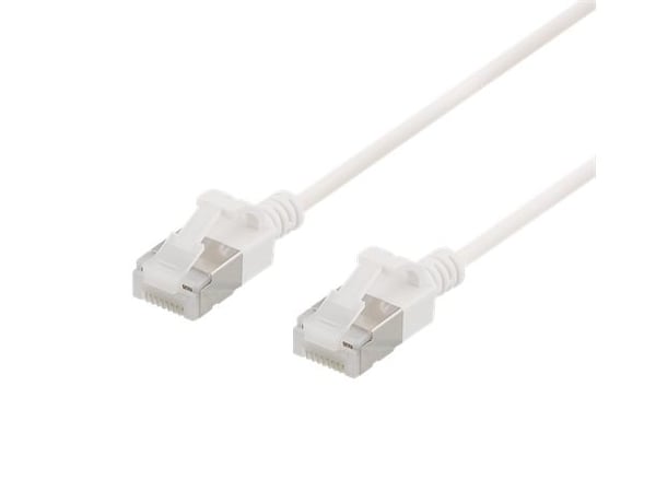 Deltaco U/FTP Cat6a laitekaapeli, ohut, läpimitta 3,8mm, 1,5m, valk., 1,5 m, Cat6a, U/FTP (STP), RJ-45, RJ-45, Valkoinen