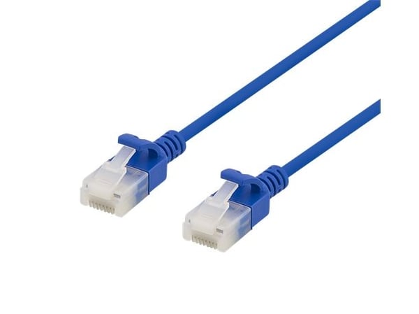 Deltaco U/UTP Cat6a laitekaapeli, ohut, läpimitta 3,5mm, 1m, sininen, 1 m, Cat6a, U/UTP (UTP), RJ-45, RJ-45, Sininen