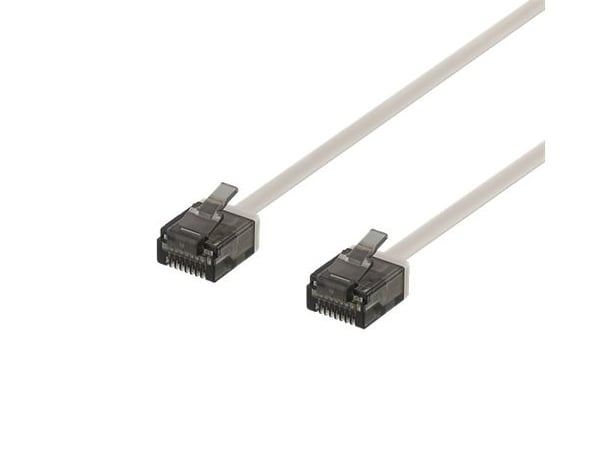 DELTACO - Koblingskabel - RJ-45 (hann) til RJ-45 (hann) - 1.5 m - UTP - CAT 6a - halogenfri, formstøpt, flat - grå