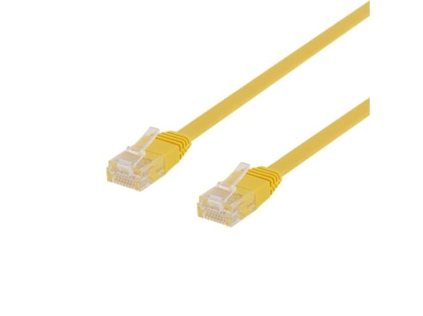 DELTACO - Koblingskabel - RJ-45 (hann) til RJ-45 (hann) - 1 m - UTP - CAT 6 - flat - gul