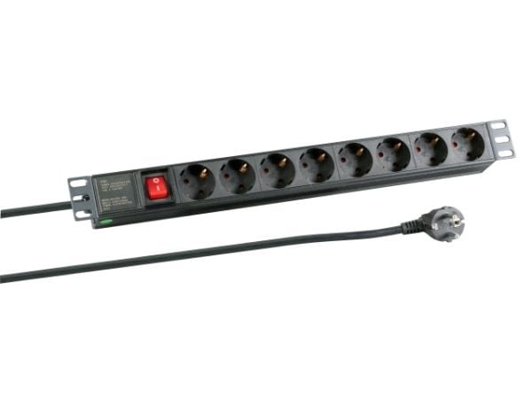 EFB Elektronik EK622DE.2, 1U, Termoplast, Sort, 8 AC-utganger, Type F, Type F