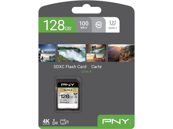 PNY Elite-X - Flashhukommelseskort - 128 GB - UHS-I U3 / Class10 - SDXC UHS-I