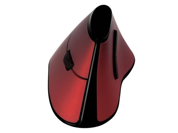 LogiLink TI020, Høyre hendt, Vertikalt design, Optisk, RF kabel-fri, 1200 DPI, Sort, Rød