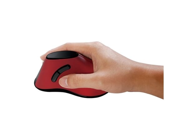 LogiLink TI020, Høyre hendt, Vertikalt design, Optisk, RF kabel-fri, 1200 DPI, Sort, Rød