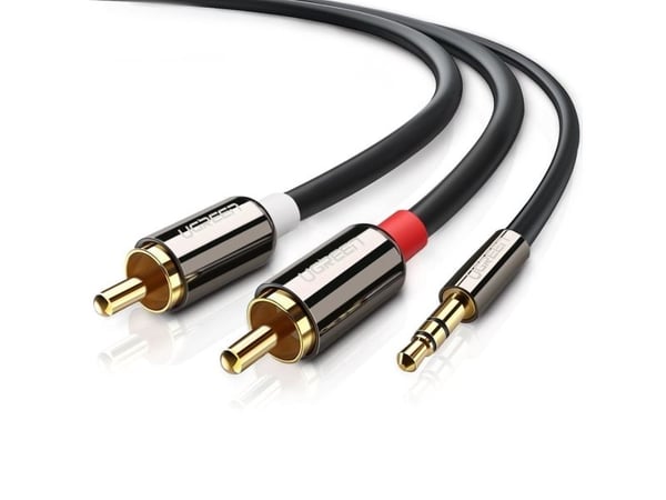 Ugreen - Lydsplitter - mini-phone stereo 3.5 mm hann til RCA hann - 3 m - skjermet - svart