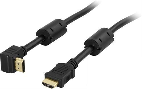 DELTACO HDMI-1030V - HDMI-kaapeli med Ethernet - HDMI han til HDMI han - 3 m - sort - vinklet stikforbindelse
