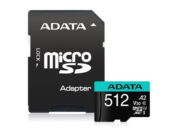 ADATA Premier Pro V30S - Flashminnekort (SD-adapter inkludert) - 512 GB - A2 / Video Class V30 / UHS-I U3 / Class10 - microSDXC UHS-I