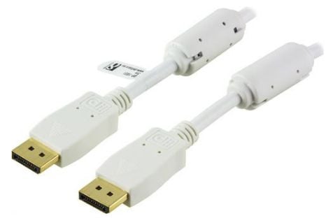 DELTACO - DisplayPort-kabel - DisplayPort (hann) til DisplayPort (hann) - 1 m - hvit