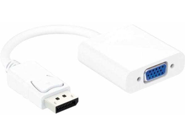 MicroConnect - Video adapter - DisplayPort (hann) til HD-15 (VGA) (hunn) - DisplayPort 1.2 - 15 cm - aktiv, 1080p støtte 60 Hz - hvit