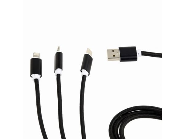 Cablexpert - Lightning-kaapeli - USB han til Micro-USB Type B, Lightning, USB-C han - 1 m - lajittelu