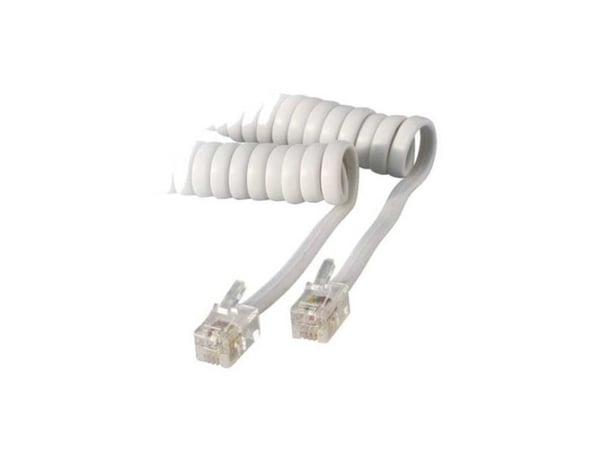 Telefonrør spiralkabel 2x 4P4C hvit 2,0 m Telefonrør spiralkabel 2x 4P4C hvit 2,0 m
