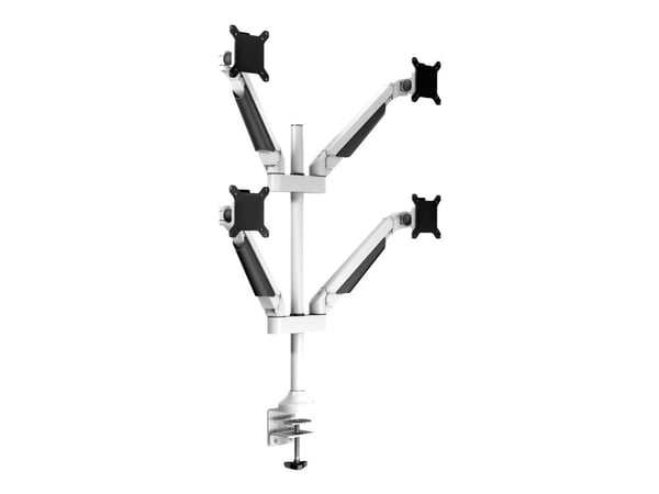 Multibrackets M VESA Gas Lift Arm Quad - Monteringssett (skrivebordsklemmemontering, 4 leddarmer) - for 4 LCD-skjermer - aluminium - hvit - skjerms...