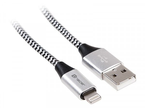 Tracer - Lightning-kabel - Lightning han till USB han - 1 m - sort, sølv