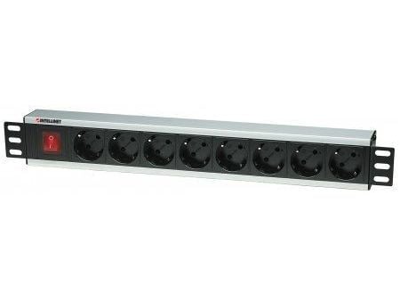 Intellinet 19" Rackmount 8-Way Power Strip - saksalainen tyyppi, On/Off-kytkimellä, ei ylijännitesuojaa - pistorasiapistorasia (rack-versio) - AC 2...