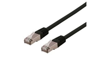 DELTACO SFTP-603SH - Koppeledning - RJ-45 (hann) til RJ-45 (hann) - 30 cm - SFTP - CAT 6 - halogenfri, formet - svart