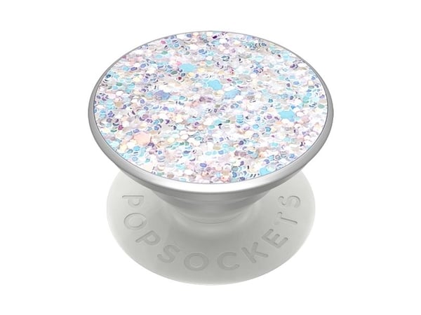 PopSockets Swappable PopGrip - Fingergrep/stativ for mobiltelefon, nettbrett - Sparkle Snow White - hvit (trekkspill), hvit (plattform)