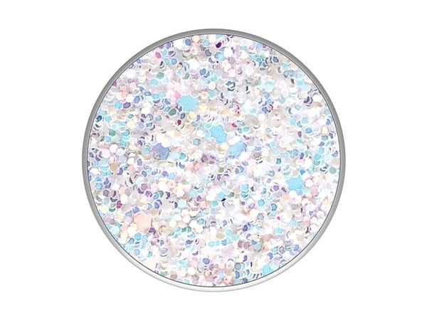 PopSockets Swappable PopGrip - Fingergrep/stativ for mobiltelefon, nettbrett - Sparkle Snow White - hvit (trekkspill), hvit (plattform)