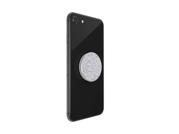 PopSockets Swappable PopGrip - Fingergrep/stativ for mobiltelefon, nettbrett - Sparkle Snow White - hvit (trekkspill), hvit (plattform)