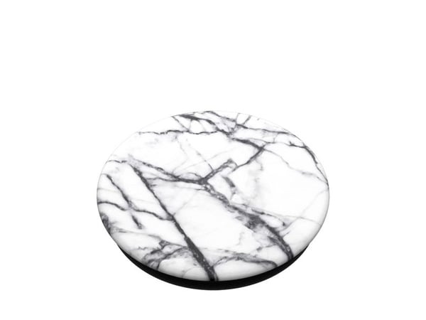 PopSockets Swappable PopGrip - Fingergrep/stativ for mobiltelefon, nettbrett - Duehvit marmor - svart (trekkspill), svart (plattform)