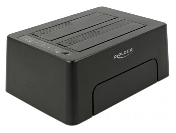 Delock - HDD-dokkestasjon - brønner: 2 - SATA 6Gb/s - USB 3.1 (Gen 2) - svart