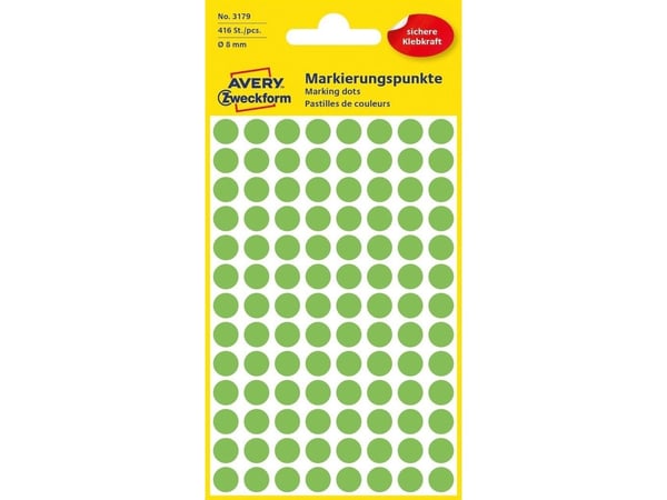 Avery Zweckform - Fargekodeprikk - 0,8 cm diameter - neongrønt (en pakke 416)