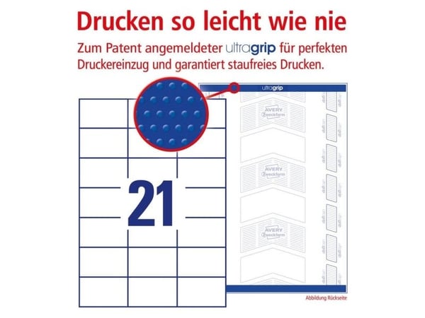 Avery Zweckform 3652 - Hvit - 42.3 x 70 mm 4200 etikett(er) (21 ark x 200) flerbruks merkelapper