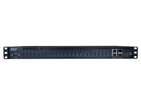 Digi AnywhereUSB 24 Plus - Hubb - Administrerad - 24 x USB 3.1 Gen 1 + 2 x 1 Gigabit / 10 Gigabit SFP+ - rackmonterbar - Växelström 100 - 240 V