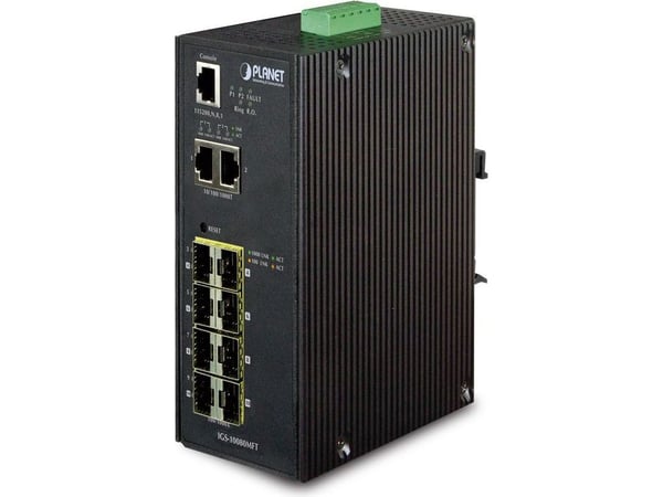 PLANET IGS-10080MFT - Switch - Styrt - 8 x SFP + 2 x 10/100/1000 - DIN-skinnemonterbar