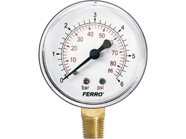Ferro 63mm 1/4" 0-6bar radiaalinen sivupainemittari - M6306R - M6306R