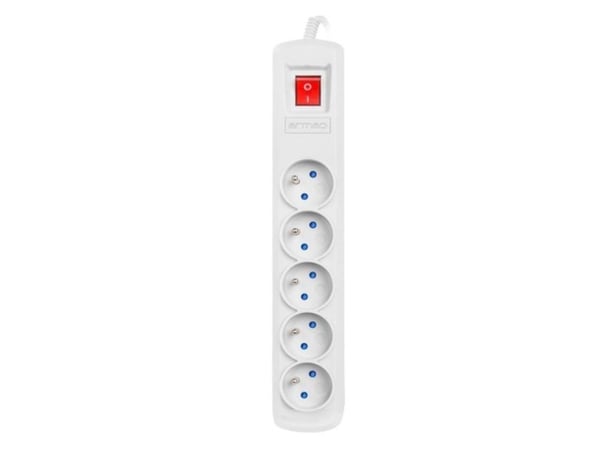 Armac R5 - Pistorasia - AC 230 V - 2300 Watt - tulo: virta - lähtöliittimet: 5 (5 x virta 3-napainen) - 1,5 m johto - harmaa - harmaa