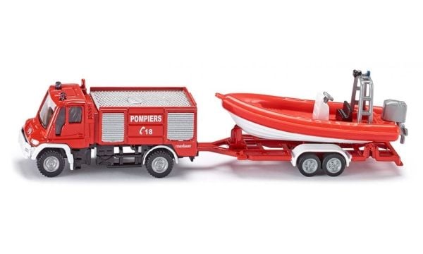 Siku Unimog brannbil med båt