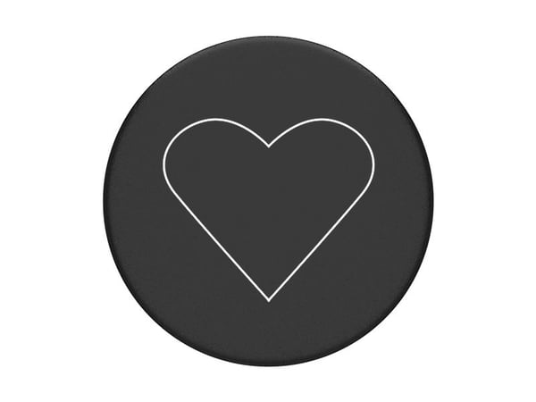 PopSockets White Heart Black, E-Bok leser, Mobiltelefon/smarttelefon, Plate / UMPC, Passiv holder, Bil, Innendørs, Utendørs, Sort, Hvit
