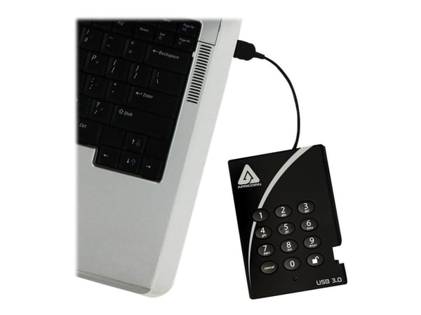 Apricorn Aegis Padlock 3.0 A25-3PL256-2000 - Harddisk - kryptert - 2 TB - ekstern (bærbar) - 2.5" - USB 3.0 - 5400 rpm - buffer: 8 MB - FIPS 197