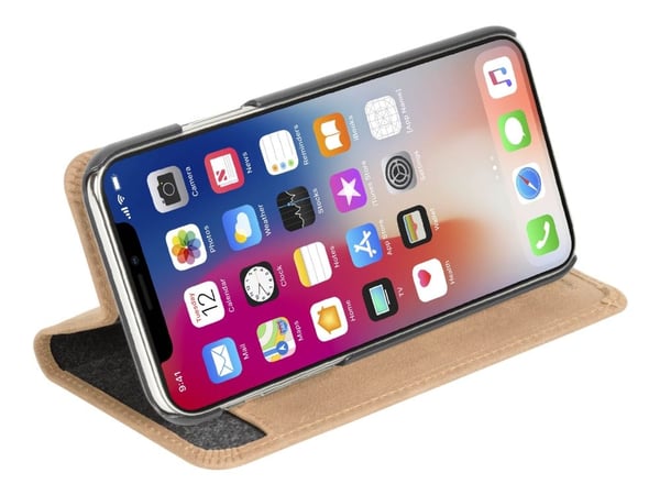 Krusell Sunne 4 Card FolioWallet - Lommebok for mobiltelefon - ekte skinn - vinhøstnaken - for Apple iPhone XS Max