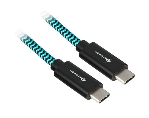 Sharkoon - USB-kabel - USB-C (hann) til USB-type A (hann) - USB 3.1 - 1 m - svart, lys blå