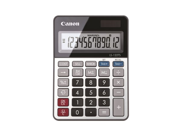 Canon LS-122TS, Desktop, Skjerm, 12 sifre, Batteri/Solcelle, Grå