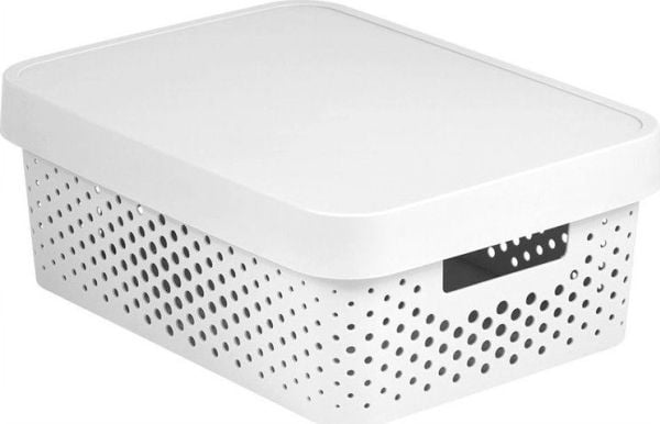 Curver INFINITY 11L valkoinen läpällinen astia, jossa on kansi