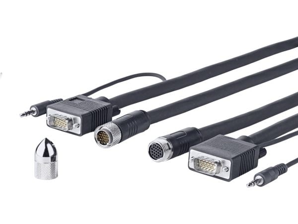 VivoLink Pro Cross Wall - VGA / lyd-kabel - HD-15 (VGA), minijakk (hann) til HD-15 (VGA), minijakk (hann) - 10 m - tommelskruer