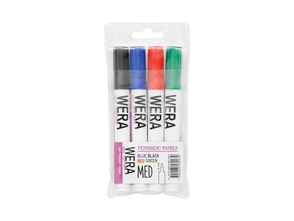 Marker WERA ass. permanent rund spids 2mm 4stk/pak Marker WERA ass. permanent rund spids 2mm 4stk/pak