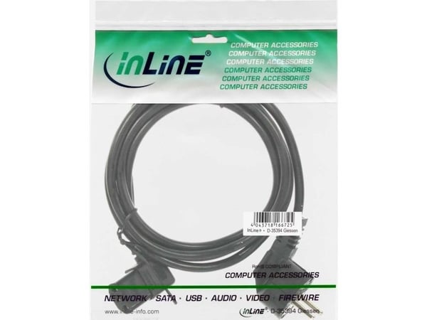 InLine 16752H, 0,3 m, Virtapistoke tyyppi F, C13 liitin